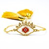 Glass Seed Braided Bead Bracelet with Double Tassel BJEW-A121-18B-2