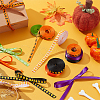8Rolls 8 Colors Halloween Polyester Printed Grosgrain Ribbon OCOR-PH0004-26-5