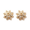Brass Micro Pave Clear Cubic Zirconia Bead Caps KK-G420-31G-1