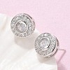 Brass Micro Pave Clear Cubic Zirconia Stud Earrings X-EJEW-Q015-10P-1