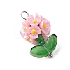 Glass Seed Beaded Flower Pendants X1-PALLOY-MZ00521-05-3