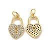 Brass Micro Pave Clear Cubic Zirconia Pendants KK-E068-VB159-1