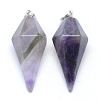Natural Amethyst Pointed Pendants KK-E757-F-12P-1