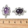 Natural Amethyst Faceted Oval Connector Charms G-G181-06P-03-3