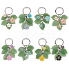 Flower Leaf Alloy Enamel & Glass Pendant Keychain KEYC-AB00014-1