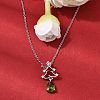 Christmas Snowflake Brass Micro Pave Cubic Zirconia Pendants Necklaces NJEW-L468-01P-B01-2