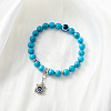 Synthetic Turquoise Stretch Bracelet with Evil Eye Charms SM1499-6-1