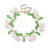 Flower Glass & Acrylic Charm Bracelets BJEW-JB10443-04-1