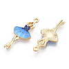 Printed Light Gold Tone Alloy Pendants ENAM-N056-207G-1
