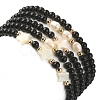 5Pcs 5 Style Synthetic Black Stone & Pearl & Shell Star Beaded Stretch Bracelets Set BJEW-JB09495-02-4