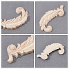 4Pcs Feather Rubber Wooden Carved Decor Applique WOOD-FH0001-83-3