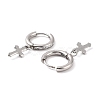 6Pairs Crystal Rhinestone Cross Dangle Hoop Earrings with 304 Stainless Steel Pin for Women EJEW-F280-04P-2