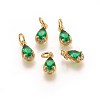 Brass Cubic Zirconia Charms KK-E772-13A-G-2