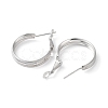 Rhodium Plated 925 Sterling Silver Hoop Earrings EJEW-K258-13P-2