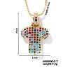 Brass Pave Colorful Cubic Zirconia Letter Pendant Box Chain Necklaces NU0575-20-1