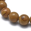 Natural Wood Lace Stone Bead Stretch Bracelets BJEW-K212-B-041-3