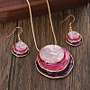 Three Flat Round Zinc Alloy Enamel Pendant Necklaces & Dangle Earrings Sets WGCF00E-03-1