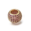 Brass Red Corundum European Beads KK-C262-18G-2