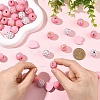 Valentine's Day 60Pcs Element Printed Wood Beads WOOD-YW0001-91-5