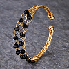 Brass Wire Wrap Cuff Bangle with Round Beaded BX4244-3