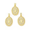 Rack Plating Eco-Friendly Brass Micro Pave Clear Cubic Zirconia Pendants KK-C011-02G-3