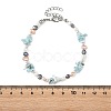 Natural Larimar Chip Beads & Cultured Freshwater Pearl Beaded Bracelets for Women BJEW-JB14215-4