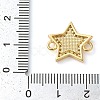 Rack Plating Brass Micro Pave Clear Cubic Zirconia Star Connector Charms KK-K385-097G-3