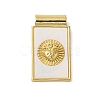 Rack Plating Brass Pave Natural Shell Rectangle Pendants KK-P279-02A-G-1