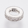 Brass Micro Pave Cubic Zirconia Rondelle European Beads ZIRC-F083-094P-RS-1