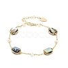 Rectangle Brass Abalone Shell Link Bracelets KK-D301-02G-2