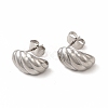 316 Stainless Steel Shell Shape Stud Earrings for Women EJEW-C004-13P-1
