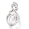 Brass Micro Pave Clear Cubic Zirconia Open Back Bezel Pendant Cabochon Settings ZIRC-I049-09P-2