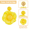 4 Pairs 4 Colors Bohemian Style Raffia Flower Dangle Stud Earrings with Iron Pins EJEW-FI0002-26-4