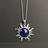 Natural Lapis Lazuli Sun Pendant Alloy Chain Vintage Necklaces LS-WB3716-15-1
