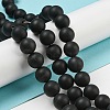 Frosted Natural Black Agate Round Beads Strands G-N0151-11-10mm-4