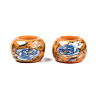 Flower Printed Opaque Acrylic Rondelle Beads SACR-S305-27-I02-2