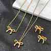 Bowknot PVD Vacuum Plating 304 Stainless Steel 
Stud Earrings & Necklaces & Bracelets Sets SJEW-Q001-02G-4
