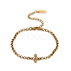 304 Stainless Steel Pave Clear Cubic Zirconia Link Chain Bracelets for Women SA-CBAABBA-07D-G-4
