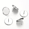 Tarnish Resistant Flat Round Stainless Steel Stud Earring Settings X-STAS-M227-16mm-1