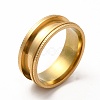 201 Stainless Steel Grooved Finger Ring Settings STAS-P323-10G-1