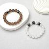 Natural Grey Agate Round Beaded Stretch Bracelet BJEW-SW00077-11-2