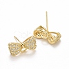 Rack Plating Brass Micro Pave Cubic Zirconia Earring Findings KK-C237-05G-2