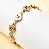 12 Constellations 304 Stainless Steel Link Chain Bracelets BJEW-I239-01G-09-1