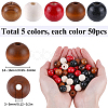 250Pcs 5 Styles Round Natural Wood Beads WOOD-SP0001-13-2