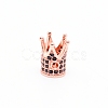 Brass Micro Pave Cubic Zirconia Beads X-ZIRC-WH0002-03RG-1