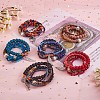 5Pcs 5 Style Wood & Glass Seed & Acrylic Beaded Stretch Bracelets Set with Baseball JB709A-3