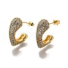Brass Micro Pave Clear Cubic Zirconia Stud Earrings for Women EJEW-U056-01A-G-4