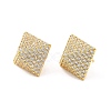 Clear Cubic Zirconia Pyramid Stud Earrings EJEW-P213-04G-1