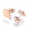 Ion Plating(IP) 304 Stainless Steel Stud Earring Findings STAS-G178-02RG-8mm-2