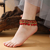 Bohemian Dyed Synthetic Turquoise Elephant & Brass Fish Heart Beaded Tassel Anklets for Women FS-WG11539-06-1